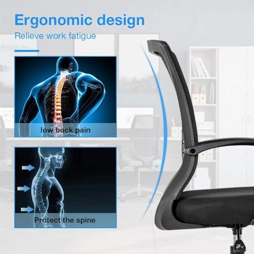 Drafting Chair Tall Office Chair Standing Desk Chair Adjustable Height Reception Office Chair with Lumbar Support & Foot-Ring, Ergonomic Mesh Computer Drafting Stool for Working Standing Desk (Black)