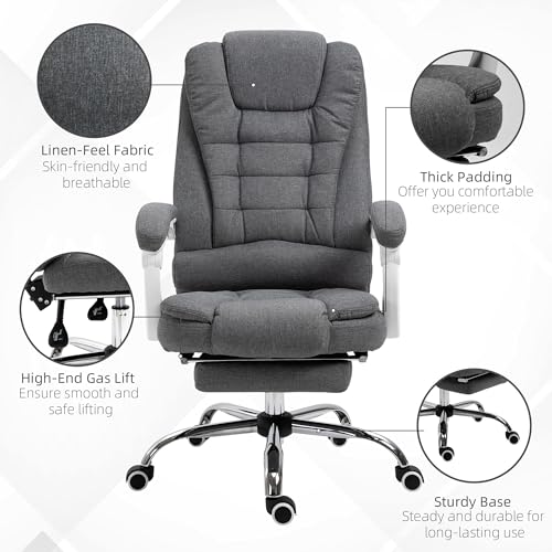 Executive Office Chair with Footrest, Linen-Fabric Computer Chair
