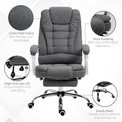 Executive Office Chair with Footrest, Linen-Fabric Computer Chair