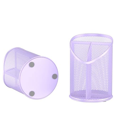 Delifox 2 Pack Pen Holder Mesh Round Pencil (Purple) - color: Purple