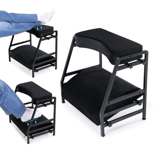 Adjustable Double Step Footrest, High-Density Foam with Sturdy Iron Frame Foot Rest Under Desk for Office, Ergonomic Footrest with Washable Cover for Desk Work, Home,Patented Design(Black)
