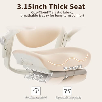 MUSSO E80 Muse Petite Ergonomic Office Chair for Women & Small Frames Beige - color: Beige