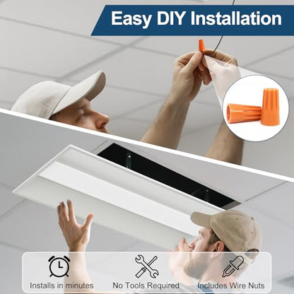 2x4 LED Troffer Light, 4-Pack, Backlit Panel, 30W–72W Selectable, 5CCT, 0–10V Dimmable, ETL, Drop Ceiling - size: 2x4FT-4pack
