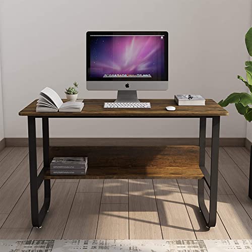 Study Computer Desk, Modern Economic Writing Table for Home, U Shape Modern Sturdy Stable Work Study Workstation Table for Home Office (Antiquewalnut) - color: Antiquewalnut