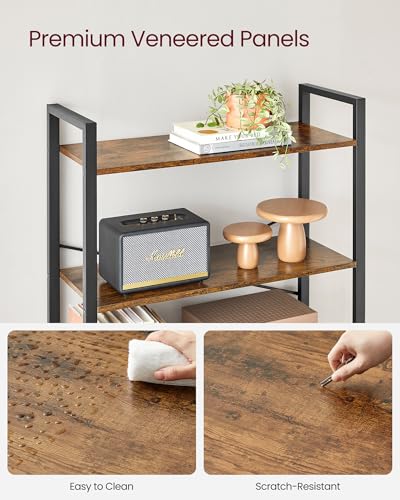 VASAGLE 6-Tier Bookshelf, Bookcase with Steel Frame, Book Shelf for Living Room, Home Office, Study, 11.8 x 31.5 x 73.2 Inches, Industrial Style, Rustic Brown and Ink Black ULLS082B01 - color: Rustic Brown + Ink Black, size: 6 Tiers (11.8"D x 31.5"W), sty