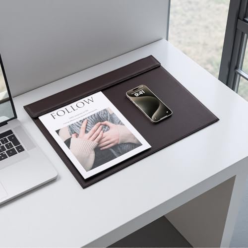 KINGFOM 18''x14'' Large Rectangle A3 Desk Writing & Drawing Desk Pad &Board Table Protector Mat with Paper Clip on Top Brown - color: Brown-a189