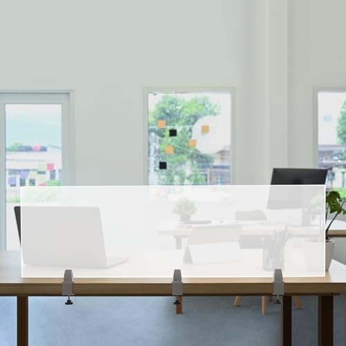 60'' × 18” Desk Divider Privacy Panel, Frosted Acrylic Table Top Sneeze Guard, Acoustic Wall Partition, Desktop Privacy Panel for Office Reduce Noise and Visual Distractions - size: 60'' × 18”