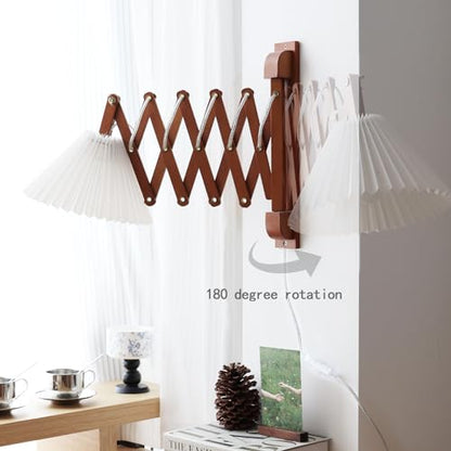 Plug in Mounted Wall Sconce, Swing Arm Wall Lamp for Bedroom, Living Room, Bedside Reading Light Fixtures with On/Off Switch ,E26 Bulb Excluded (Brown) - color: Brown