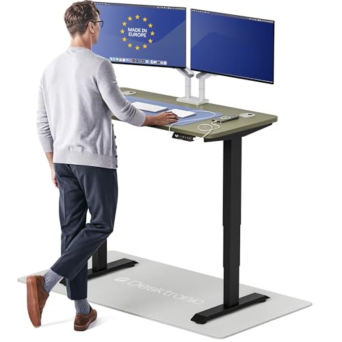 Desktronic HomePro Standing Desk 48x24 — Made in Europe, Ergonomic Sit Stand Home Office Desk, Electric Height Adjustable, Dual Motor, USB & USB-C Charging, Wobble-Free, Touchscreen, 3 Memory Presets - color: Black + Green, size: 48 x 24 in