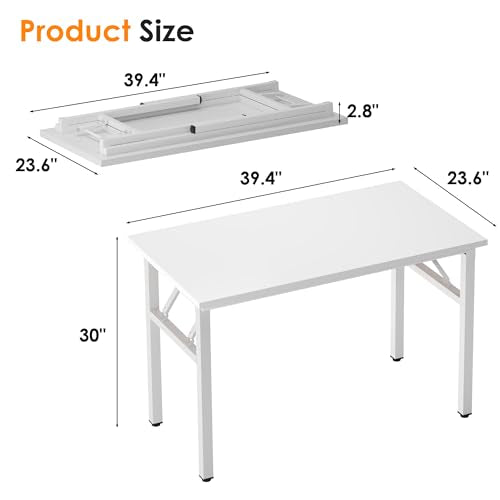 Need Small Folding Computer Desk, 39.4 Inch Writing Table, White - color: White, size: 39.4 inches