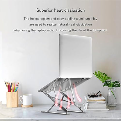 Laptop Stand for Desk, Adjustable Computer Riser with Dual Layer, Portable Foldable Aluminum Notebook Stand Holder Compatible with 13.3-17.3 inch MacBook Dell HP Lenovo, Silver - color: Double layer-Silver