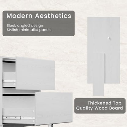 ModernMate 31.5" Lateral Wood Filing Cabinet with 2 Large Drawers, White - color: White