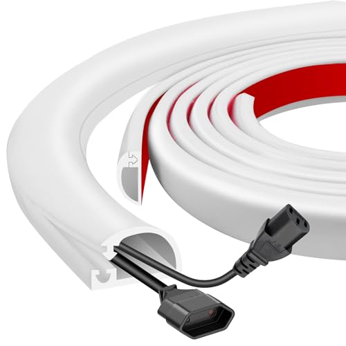 Silicone Wall Wire Hider, Side Open Wire Covers for Cords on Wall, 10FT Self-Adhesive Flexible Cord Hider for Mounted TV, Home Office, Cavity 0.63" W x 0.31" H - color: White, size: 10 FT