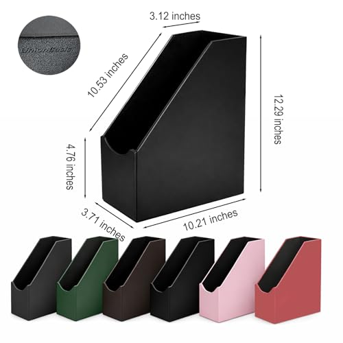 UnionBasic Magazine File Holder - Office Leatherette Desktop Document File Folder Journals Organizer Racks, Coffee, 1-piece - color: Coffee
