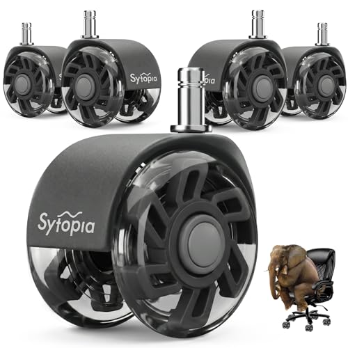 Office Chair Wheels Replacement, 2.5 Inch Universal Casters for Hardwood Floors & Carpet, Heavy Duty, Quiet, Scratch-Free, Fits Most Chairs, Easy Install, Set of 5.Dark Grey - style: 2.5 inch-Dark Grey