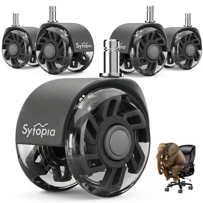 Office Chair Wheels Replacement, 2.5 Inch Universal Casters for Hardwood Floors & Carpet, Heavy Duty, Quiet, Scratch-Free, Fits Most Chairs, Easy Install, Set of 5.Dark Grey - style: 2.5 inch-Dark Grey
