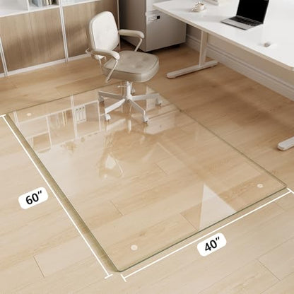 Glass Chair Mat 40" x 60" Tempered Glass Office Chair Mat - color: Transparent, size: 60" x 40"