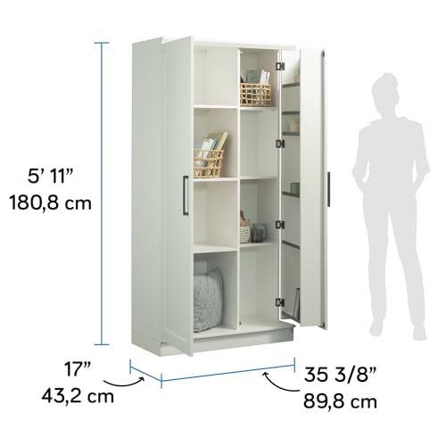 Sauder HomePlus Kitchen Storage Pantry Cabinet with Swing Door Storage and Adjustable Shelves, in Soft White finish - color: Soft White