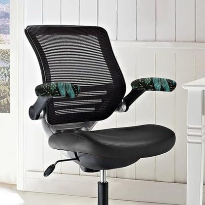 Office Chair Armrest Covers Set of 2, Dragonfly Flower Print Chair Arm Covers, Removable Office Chair Covers Stretchy Armrest Covers, Home Decorations - color: Black and Green - Dragonfly Flower