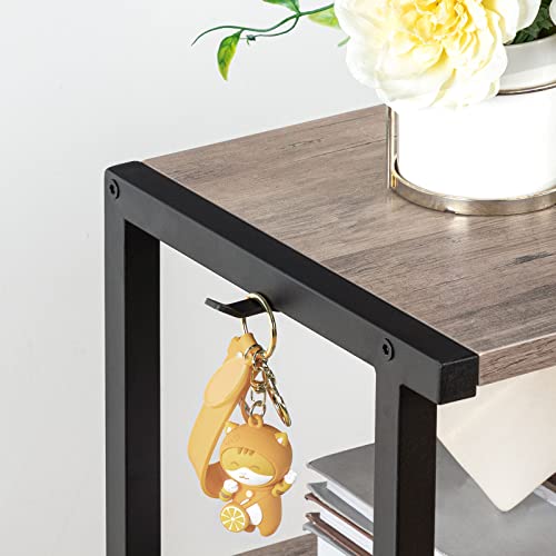 HOOBRO Mobile Printer Stand, 3-Tier Printer Cart Under Desk with Storage, Industrial Adjustable Rolling Cart, Sturdy Little Table on Wheels for Home Office BG28PS01N1 - color: Greige + Black