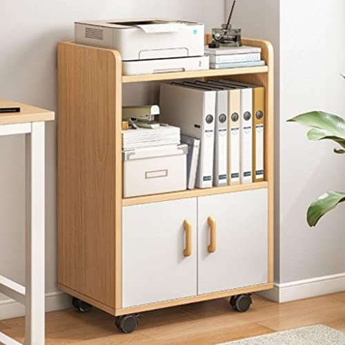 Shelf Placement Cabinet Floor Shelf Office Filing Cabinet Wooden Movable Computer Desk Side Low Cabinet(Beige) - color: Beige