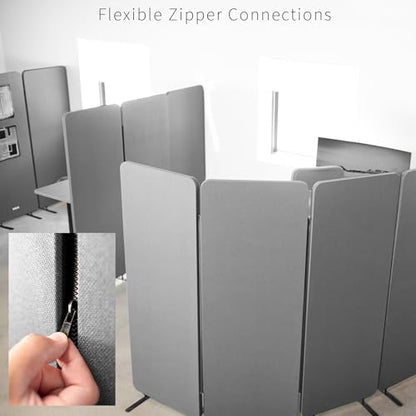 VIVO Gray Freestanding 72 x 66 in Privacy Panel, PP-3-T072G - color: Gray, size: 72" wide, 66" Tall