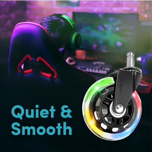 Lifelong Gaming Office Chair Wheels Replacement, Heavy Duty, 5-Pack - color: Clear - RGB, size: 3 Inch