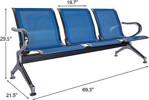Kinsuite Waiting Room Chairs - Airport Reception Chairs 3 Seat Office Guest Chairs & Reception Chairs for Office, Business, Bank, Hospital, Blue - color: Blue, size: 3-Seat