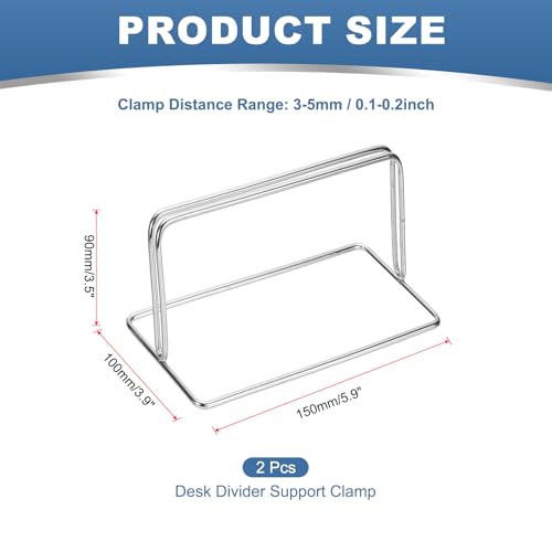 PATIKIL Baffle Desk Divider Clamp, 2 Pcs Punch-Free Base Desk Shield Clamp Desk Divider Partition Clamp Privacy Panel Bracket Holder for DEST Partition Support Office Desk, Silver - color: Silver