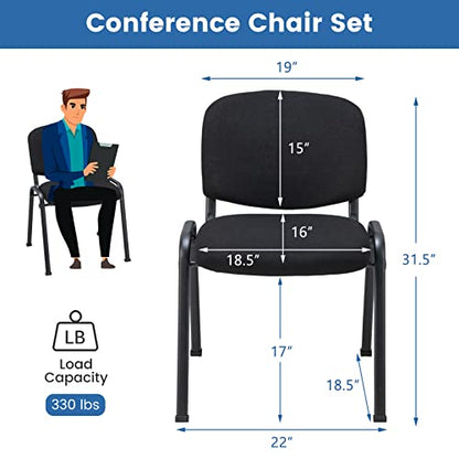 RELAX4LIFE Reception Waiting Room Chairs - Office Guest Chairs Set of 2 w/Ergonomic Backrest & Padded Seat, Armless Lobby Chair for Home Church Conference Meeting, Stackable Reception Chairs (2)