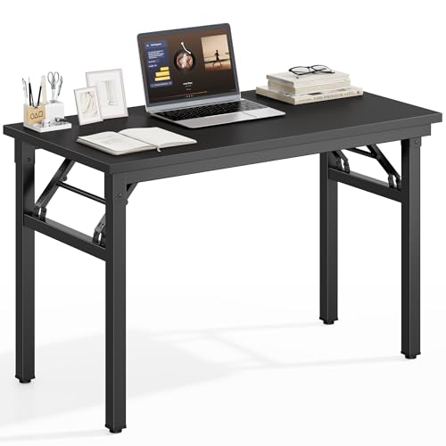 DlandHome 35.8 Inch Small Folding Computer Desk for Home Office, Black - color: Black + Black, size: 35.8 Inches