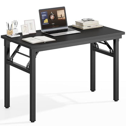 DlandHome 35.8 Inch Small Folding Computer Desk for Home Office, Black - color: Black + Black, size: 35.8 Inches