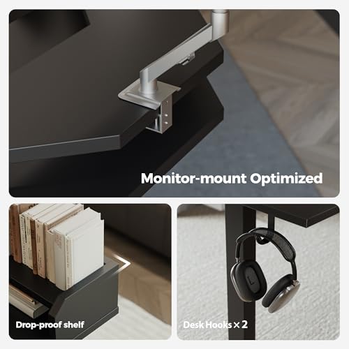 Agilestic 63 Inch L Shaped Electric Standing Desk with Shelf, Black - color: Black, size: 63x55 Inch Pro