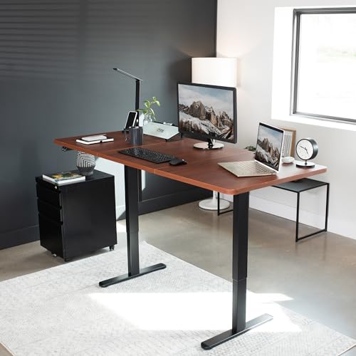 VIVO Dark Walnut 71 x 30 in Standing Desk, DESK-KIT-0B7D - color: Dark Walnut Top / Black Frame, size: 71 x 30 inch