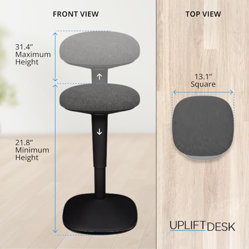 UPLIFT DESK Engage Stool – Active Stool with 360 Motion, Adjustable Height Standing Desk Stool from 21.8’’-31.4’’, Ergonomic Anti-Slip Office Chair Alternative (Graphite)