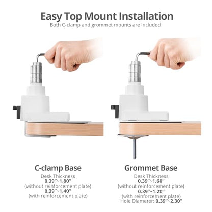 SIIG Heavy-Duty Monitor Arm, 17"-57", 59.5 lbs, USB-C 100W, CE-MT3Z11-S1 | Mount a 17"-57" ultrawide monitor up to 59.5 lbs; top C-clamp or grommet mounting and USB-C 100W fit heavy-duty desks.