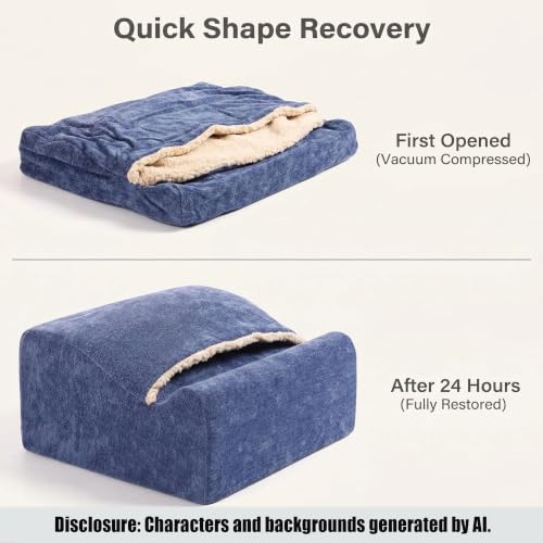 Keep Warm Foot Stool Foot Rest for Under Desk At Work | Office Footrest with Warm Feet Pocket,Ergonomic Under Deskfoot stool Stool for Office Chair & Back &Pain Relief blue+ - color: Blue+