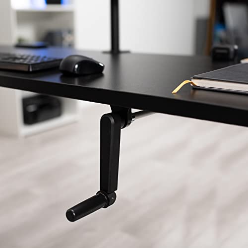 VIVO Manual Height Adjustable 48 x 30 inch Stand Up Desk, Black Solid One-Piece Table Top, Black Frame, Standing Workstation with Foldable Handle, DESK-KIT-MB5B - color: Black Top / Black Frame, size: 48" x 30"