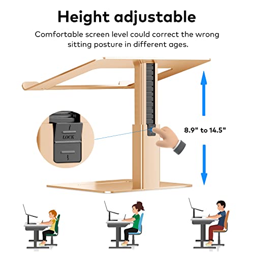 Laptop Stand for Desk, Ergonomic Sitting and Standing Laptop Riser for Notebook MacBook 11-17 Inches，DJ Laptop Stand Adjustable Height from 7-15 Inches Aluminum(Gold) - color: Gold