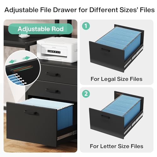 Tribesigns 63 Inch Computer Desk with File Drawer Cabinet, Home Office Desk - color: Black