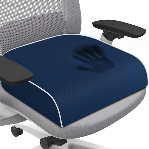 SweetSlubr Seat Cushion for Tailbone Pain Relief, Office Chair Cushion, Memory Foam Large Chair Pad with Non-Slip Cover for Soft Support at Office Chair, Car Seat, Airplane Drak Blue/2X-Large - color: Darkblue, size: 2X-Large
