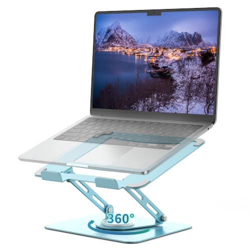 ALASHI Laptop Stand for Desk with 360° Rotating Base, Multi-Angle Adjustable Laptop Stands, Foldable Laptop Riser Compatible with 10 to 17 Inches PC Computer, Blue - color: D-Blue