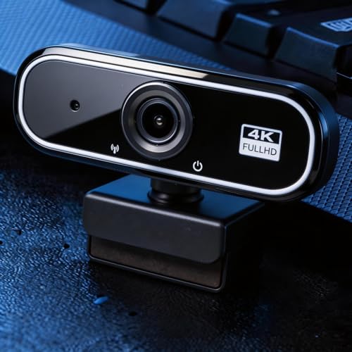 4K USB Webcam 360 Rotatable Adjustable Frame Rate Manual Focus Noise Cancelling Mic Wide Angle Lens Plug & Play Compatible with Windows Mac for Streaming Conferencing Zoom Teams Laptop Desktop PC - color: Black, size: 4K Network Camera