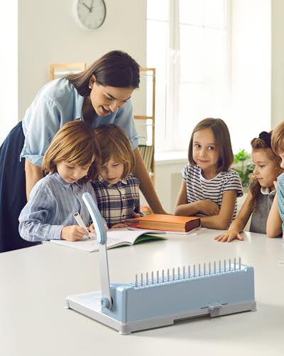 Binding Machine, 21-Hole, Comb Binding Machines with 1 Box Comb Bindings Spines, Comb Binder for Letter/A4/A5 Paper, 12 Sheet Punch Capacity - color: Blue