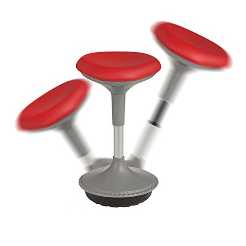 Learniture Adjustable Height Active Learning Stool for Office Desks and Classrooms, Foam-Padded Backless Wobble Stool with Rocking Motion, Red - color: Red