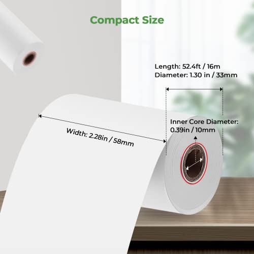 MUNBYN 2 1/4 x 50ft Thermal Paper (10 Rolls), BPA Free Receipt Paper, 58mm Thermal Receipt Papers Fits 58mm Mini Thermal POS Printer & Square Terminal Credit Card Machines - size: 2 1/4" x 50', style: 10 Rolls