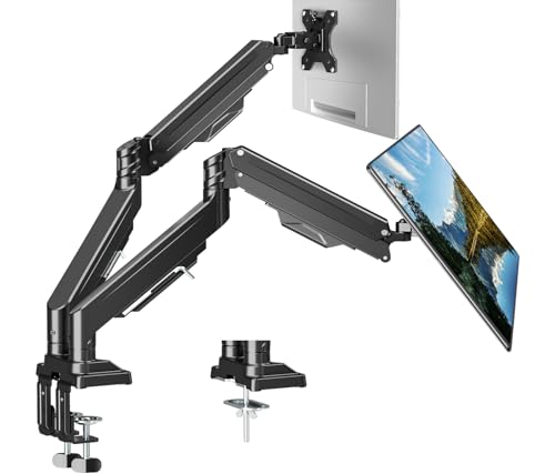 Dual Monitor Mount for Screens up to 43", Heavy Duty Monitor Arm | Ultrawide Desk Mount Holds 2.2-33lbs Each, Premium Gas Spring Adjustable Computer Monitor Arm for 2 Monitors, VESA Mount - style: Dual