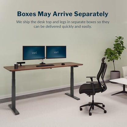 Vari Classic Electric Standing Desk – 72x30 – Walnut/Slate - color: Walnut Top / Slate Legs, size: 72 in x 30 in