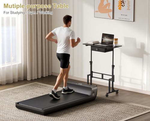 Adjustable Height Standing Desk With Drawer, Rolling Sit Stand Up Desk With Wheels, Small Sit To Stand Computer Desk, Adjustable Desktop Height, On Wheels, Black, For Walking Pad Laptop Treadmill - color: Black