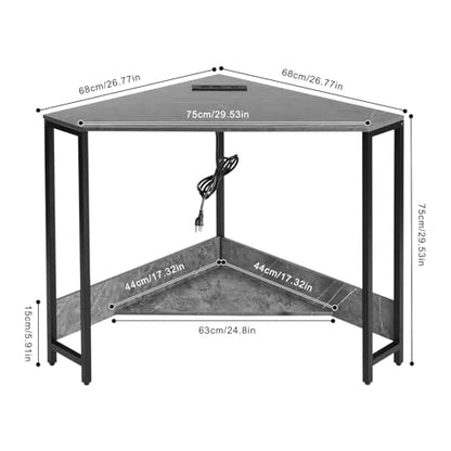 Corner Desk with Outlets and USB Ports, Small Space Saving Computer Desk, Modern Design with Excellent Load Bearing for Home Office